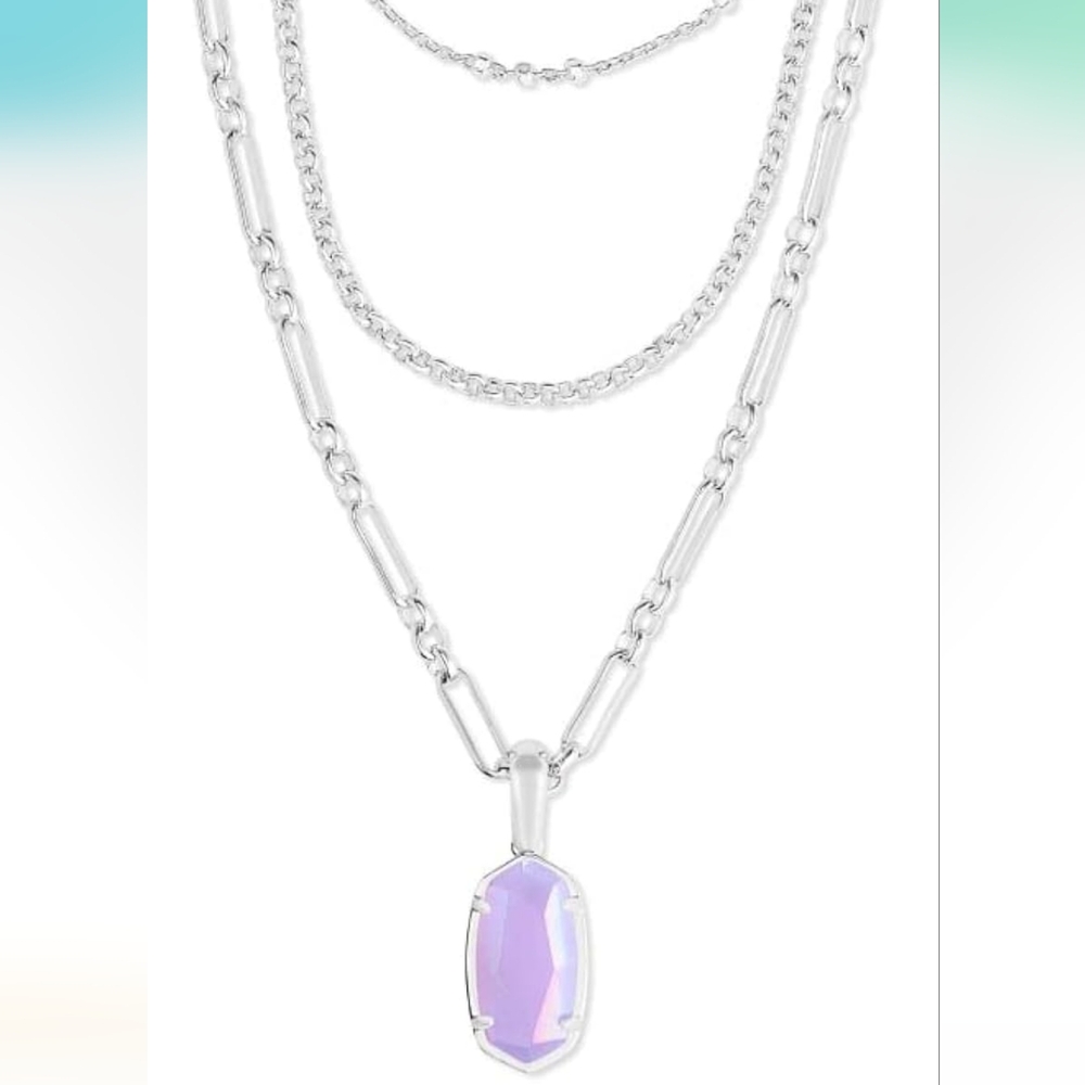 Kendra Scott Elisa Triple Strand Necklace iridescent Lilac
